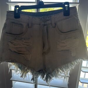SHEIN Blue light wash Distressed Jean Shorts with Frayed Hem. Size XS EUC